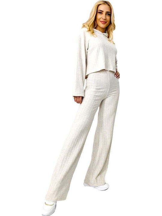Damen Cream Set mit Hose in Lockerer Passform