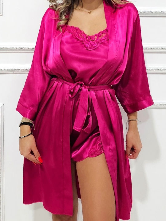 Sommer Damen Pyjama-Set Fuchsia
