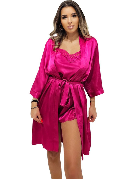 Sommer Damen Pyjama-Set Fuchsia