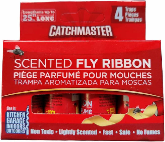 Agroza Catchmaster Scented Fly Ribbon Παγίδα για Μύγες με Κολλητική Επιφάνεια 4τμχ