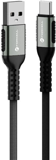 Forcell F-energy C256 USB 2.0 Cable USB-C male - USB-A 66W Μαύρο 0.25m 303111