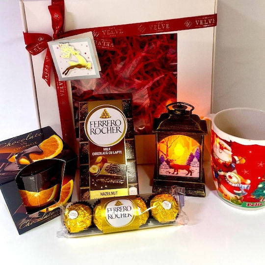 Pachet Secret Santa Lanternă Decorațiune Tip Lumânare Parfumată Sezonieră Cană Design De Crăciun Selecție Dulciuri În Cutie Cadou