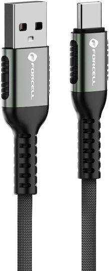 Forcell USB 2.0 Cable USB-C male - USB-A 66W Μαύρο 2m