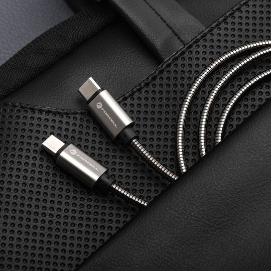 Forcell USB 2.0 USB-C Male To USB-C 100W PD Silver 2m Cable