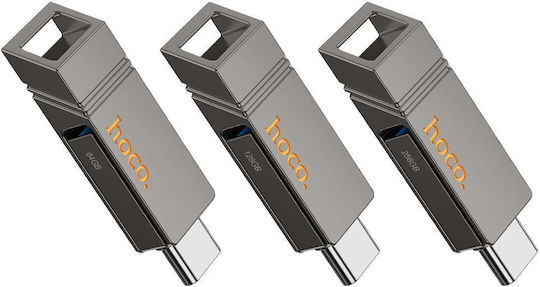 Hoco 64GB USB 2.0 Stick cu conexiune USB-A & USB-C Negru