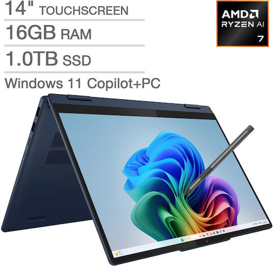 Lenovo IdeaPad 5 14" IPS FHD+ Touchscreen (Ryzen AI 300 Series-350/16GB/1.0TB SSD/W11 Home) Cosmic Blue (US Keyboard)