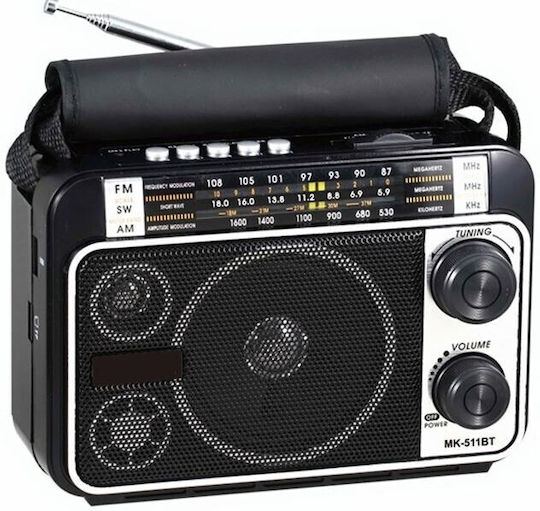 Cmik MK-511BT Retro Φορητό Ραδιόφωνο Επαναφορτιζόμενο με Bluetooth και USB Μαύρο