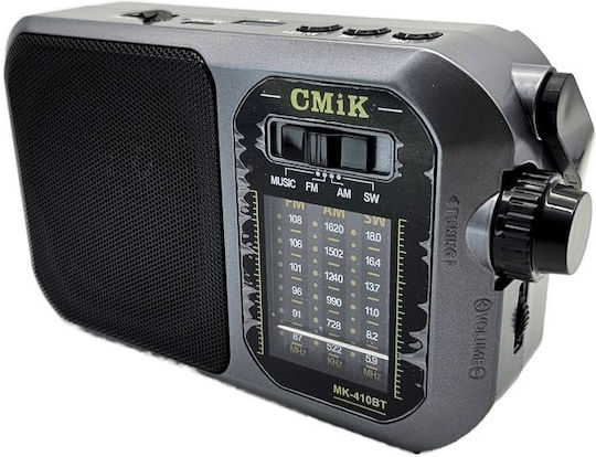 CmiK MK-410ΒΤ Φορητό Ραδιόφωνο Επαναφορτιζόμενο με Bluetooth Ασημί