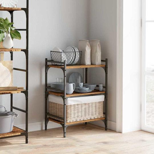 vidaXL Τρόλεϊ Κουζίνας Ξύλινο 3 Θέσεων Καφέ 50x35x75.5cm