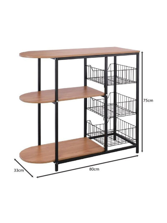 Woodwell Metal Kitchen Rack 6 Tiers Black 75x33x80cm EM460