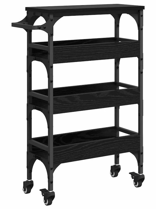 vidaXL Wooden Kitchen Trolley 4 Tiers Black 53x20x76cm