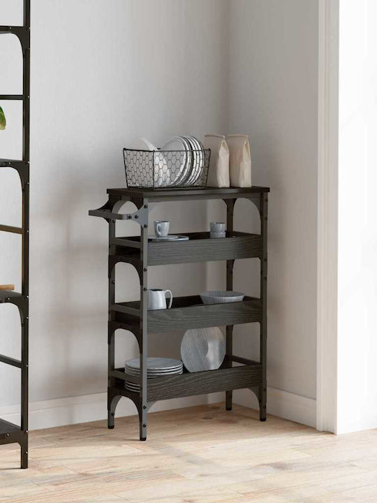 vidaXL Wooden Kitchen Trolley 4 Tiers Black 53x20x76cm