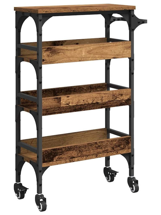 vidaXL Wooden Kitchen Trolley 4 Tiers Brown 53x20x76cm