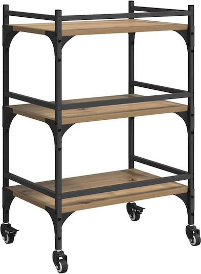 vidaXL Τρόλεϊ Κουζίνας Ξύλινο 3 Θέσεων Καφέ 50x35x75.5cm