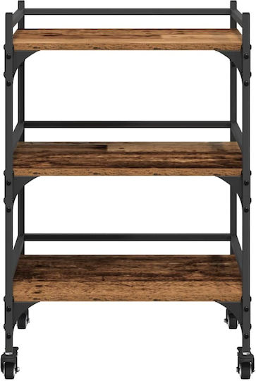 vidaXL Τρόλεϊ Κουζίνας Ξύλινο 3 Θέσεων Καφέ 50x35x75.5cm
