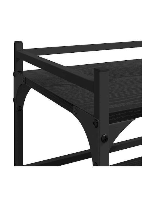 vidaXL Wooden Kitchen Trolley 3 Tiers Black 50x35x75.5cm