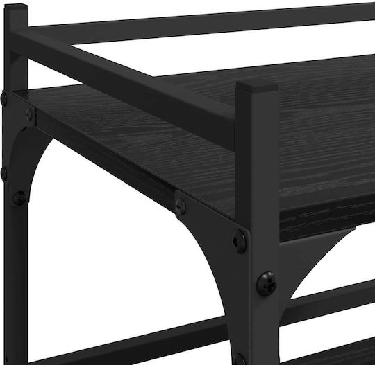 vidaXL vidaXL Küchenwagen Hölzernes 3 Ebenen Schwarz 50x35x75.5cm