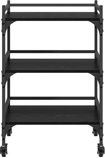 vidaXL vidaXL Küchenwagen Hölzernes 3 Ebenen Schwarz 50x35x75.5cm