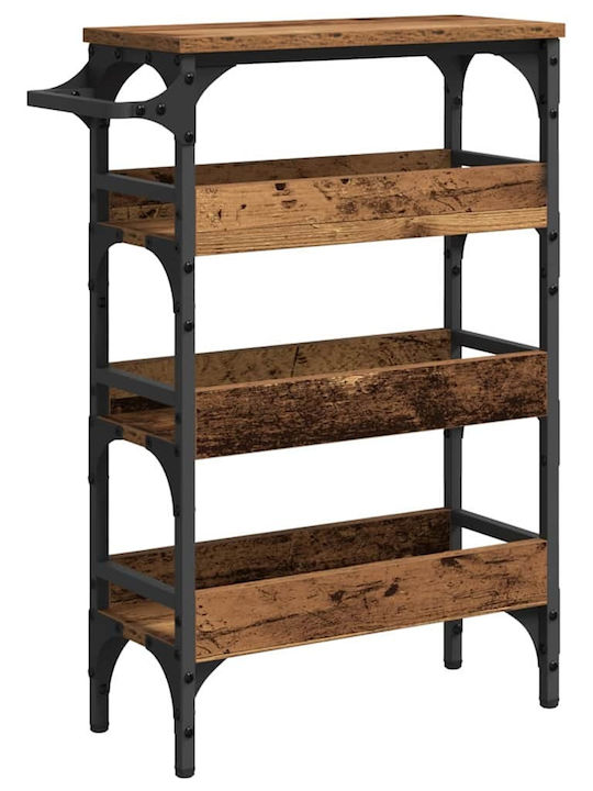 vidaXL Wooden Kitchen Trolley 4 Tiers Brown 53x20x76cm