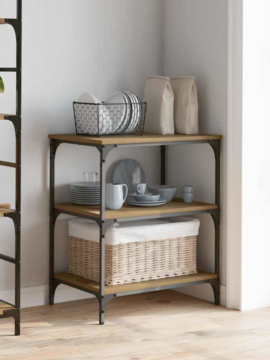 vidaXL Wooden Kitchen Trolley 3 Tiers Brown 60x41x76cm