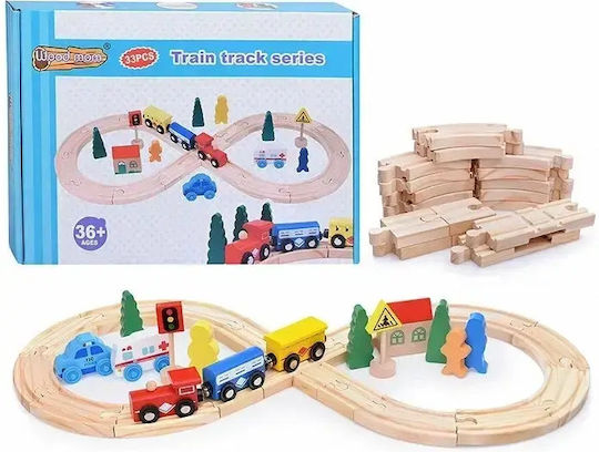 Set with Train made of Wood for 3+ years+ Years