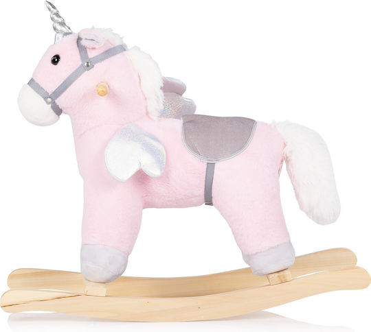 Chipolino Wooden Rocking Toy Horse for 18+ months with Sounds with Max Load Capacity 50kg Pink