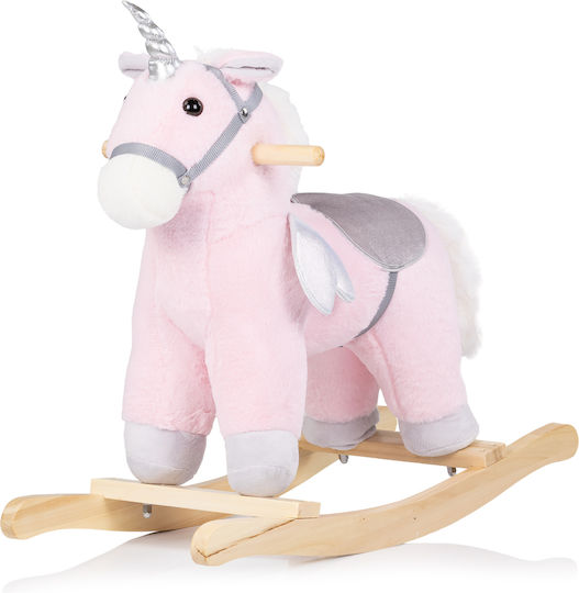 Chipolino Wooden Rocking Toy Horse for 18+ months with Sounds with Max Load Capacity 50kg Pink