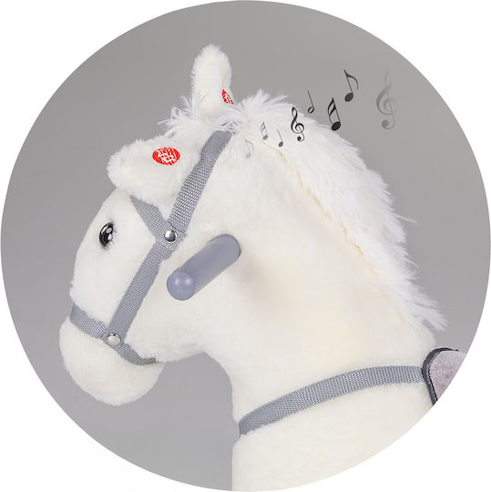 Chipolino Wooden Rocking Toy Horse for 18+ months with Sounds & Wheels with Max Load Capacity 50kg White