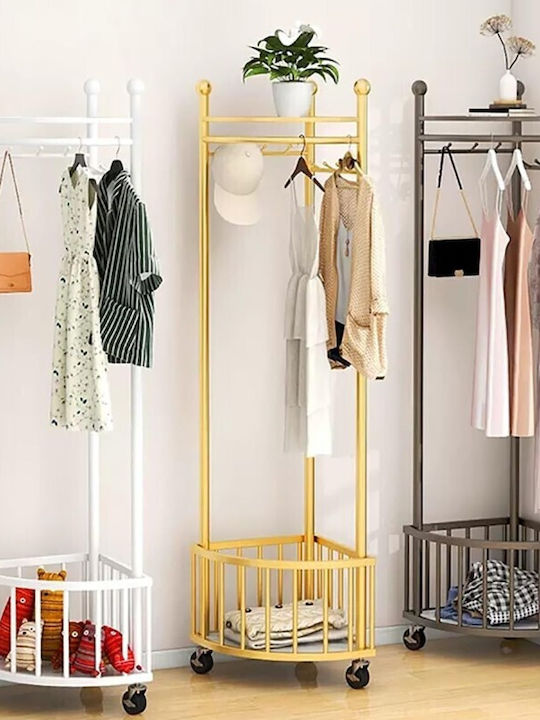 Viosarp Wheeled Floor Garment Rack made of Metal White 40x40x170cm