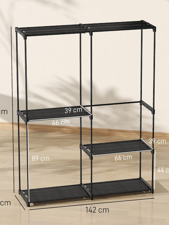 HomCom Гардеробна стойка Черен 142x43x185см