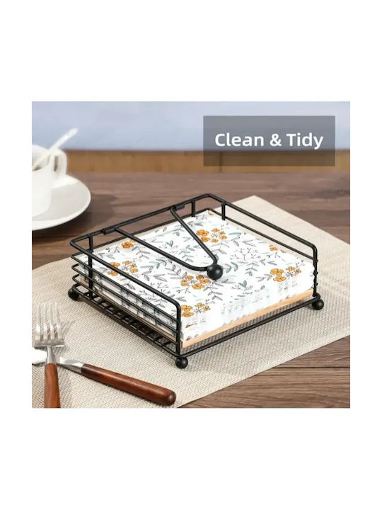 Tpster Metallic Napkin Holder Black 18x18x7cm 36286