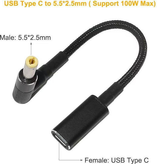 Convertor 5.5*2.5 5A 100W Max Tip C Femelă