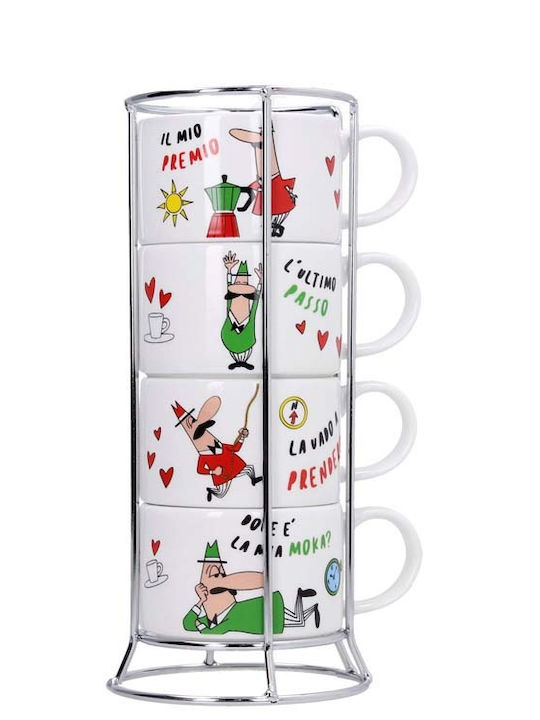 Bialetti Σετ Φλιτζάνια Cappuccino από Πορσελάνη Λευκά 4τμχ