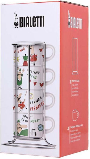 Bialetti Σετ Φλιτζάνια Cappuccino από Πορσελάνη Λευκά 4τμχ
