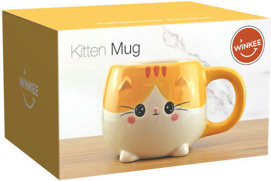 Winkee Tasse Kaffee aus Porzellan Orange