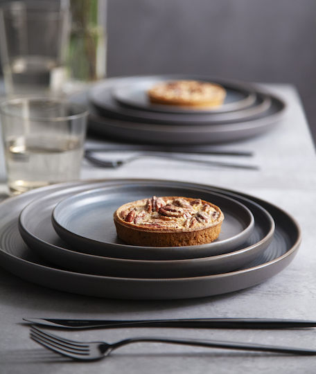 Ionia Plate Desert Ceramic Gray with Diameter 22cm