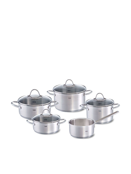 Fissler Paris Line Σετ Κατσαρόλες από Ανοξείδωτο Ατσάλι Ασημί 5τμχ