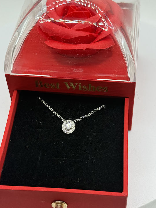 Elemar Colier Amulet Rosette din Oțel cu Zirconiu