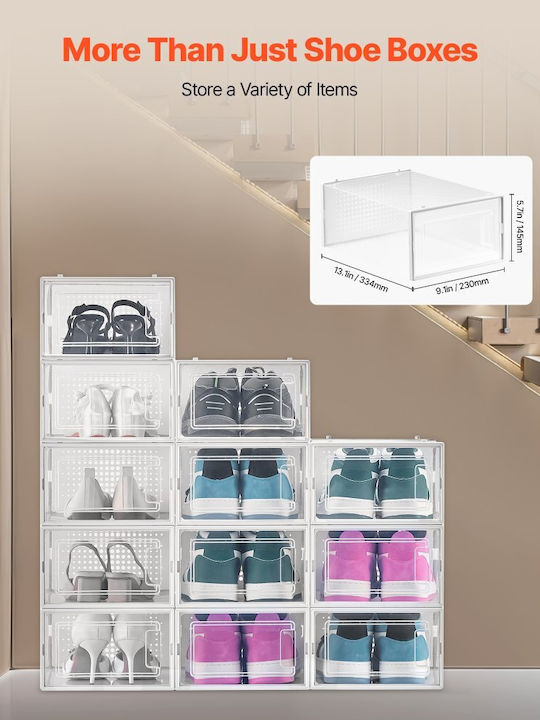 Vevor Plastic Cutie de Depozitare cu Capac Alb 34x23x14cm 12buc