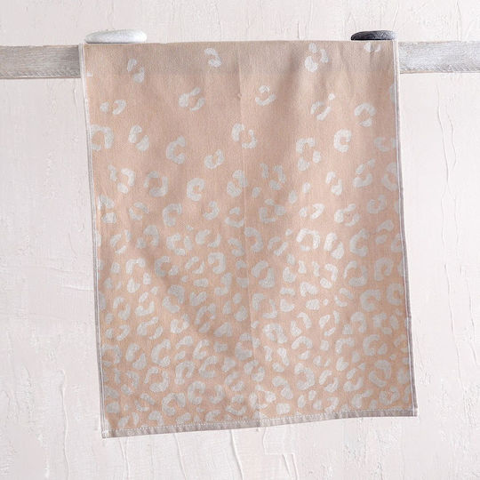 Rythmos Leopard Handtuch aus 100% Baumwolle in Beige Farbe 50x70cm