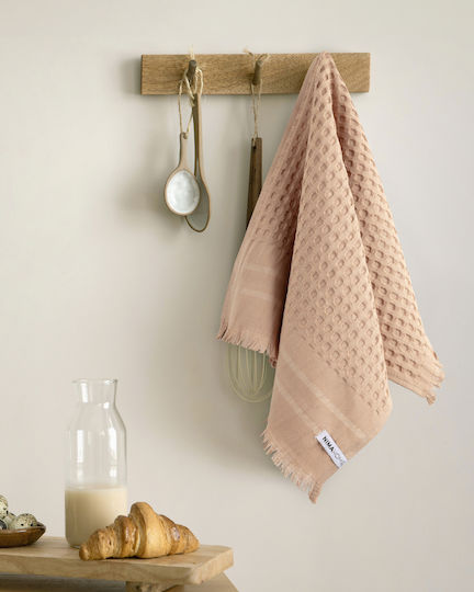 Nima Waffle Handtuch aus 100% Baumwolle in Orange Farbe 40x60cm