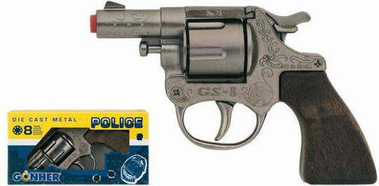 Gonher Small Metal Police Revolver 8 Cartridges