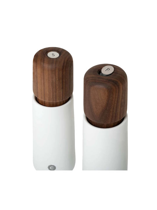Ready Manual Set Spice Mills made of Plastic in White Color 17cm 1pcs