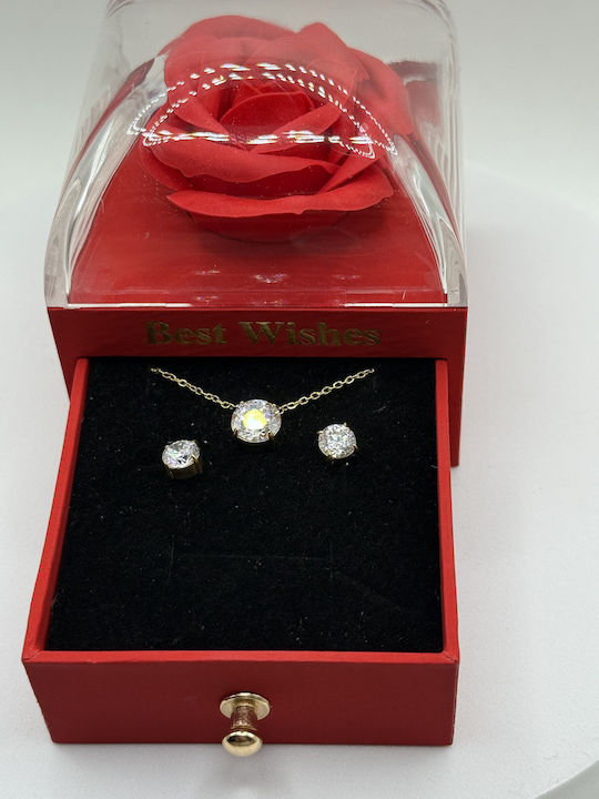 Elemar Set with Necklace & Earrings from Steel with Stones