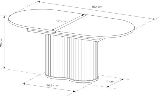Lovi Ovaler Esszimmertisch Ausziehbar Holzoptik Natürlich 180(+40)×90×76 cm