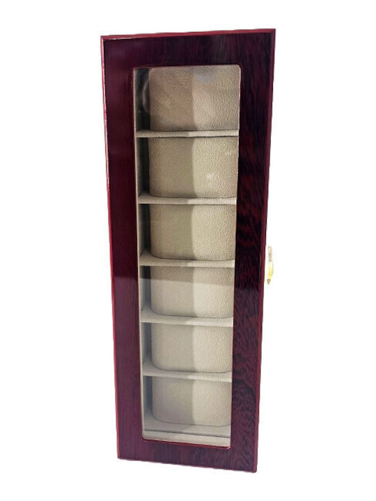 Elegant Box Watches Jewelry 6 Compartments Burgundy