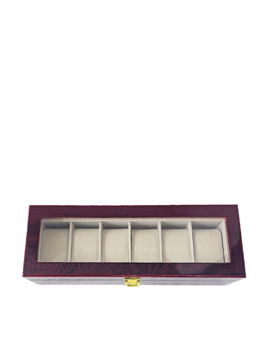 Elegant Box Watches Jewelry 6 Compartments Burgundy