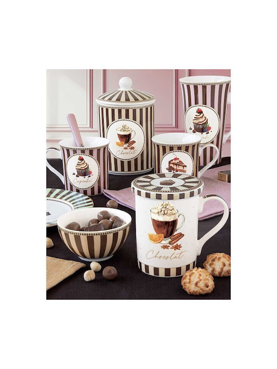 Marva General Use Vase with Lid Made of Porcelain 11.5x18cm 1 Piece