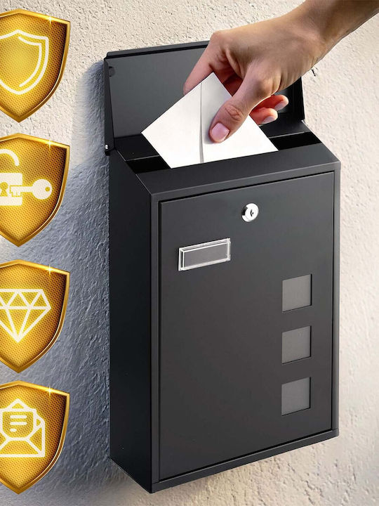 Humberg Outdoor Mailbox Inox in Black Color 39x25.5x12cm