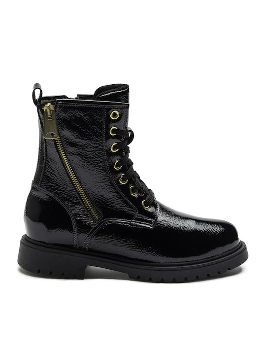 Leather Kids Boots with Zipper Black
